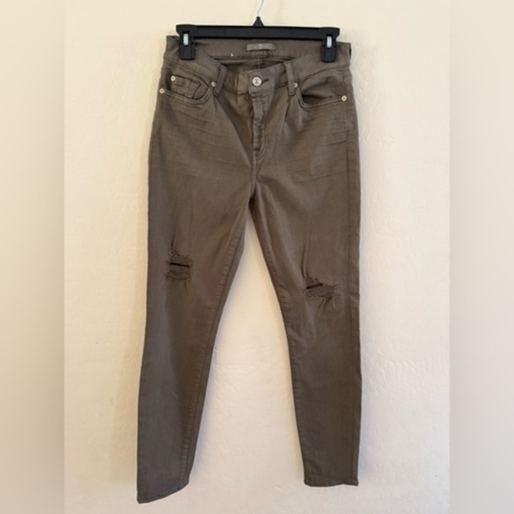 Women's Distressed Olive Jeans